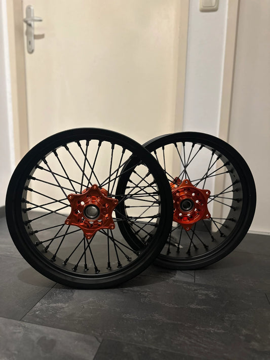 Supermoto Felgensatz Schwarz/ Orange - SMParts