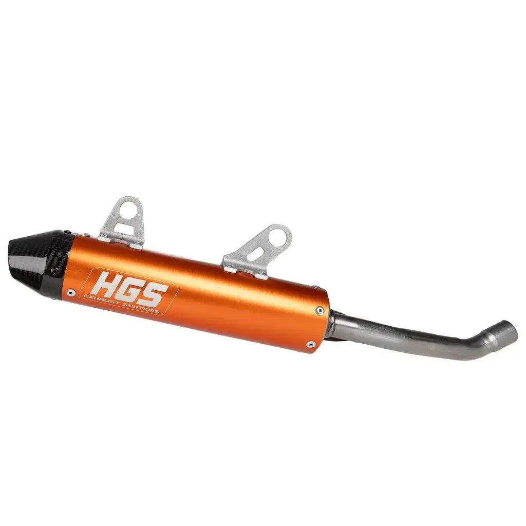 HGS Endschalldämpfer XE-220 – KTM EXC 250 / 300 und Husqvarna TE 250i / 300i 2020–2023 – Carbon-Endkappe / Orange