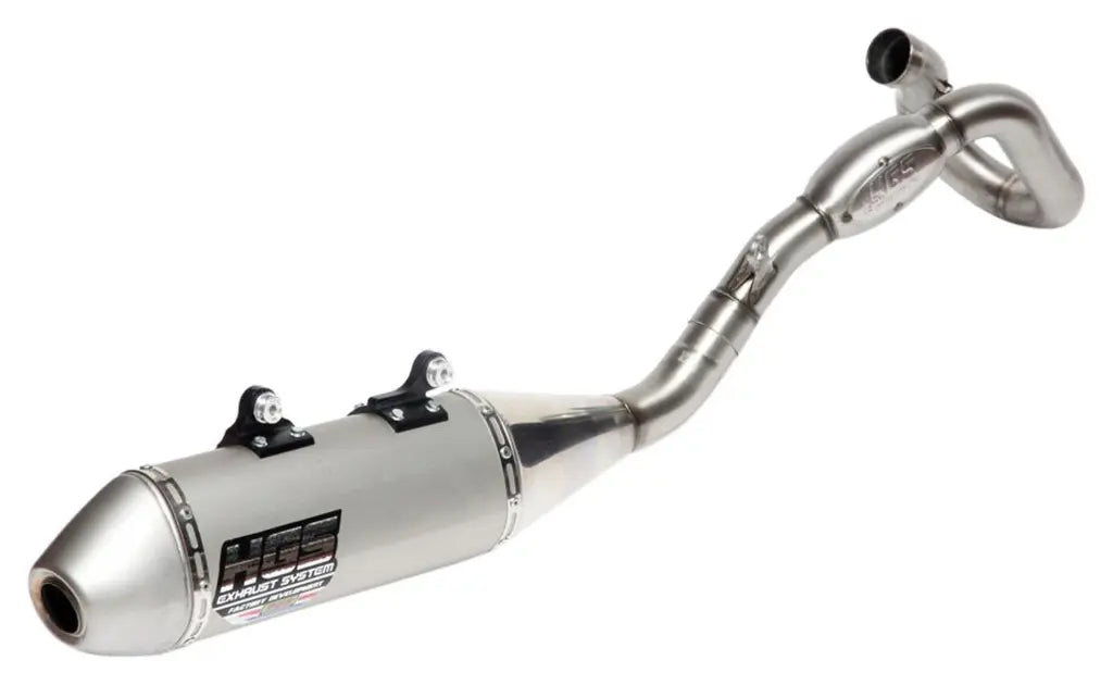 HGS Viertakt-Komplettanlage XF-423 – KTM SX-F 450 / Husqvarna FC 450 2023–2026 – Titan-Rohr / Edelstahl-Endkappe / Grau