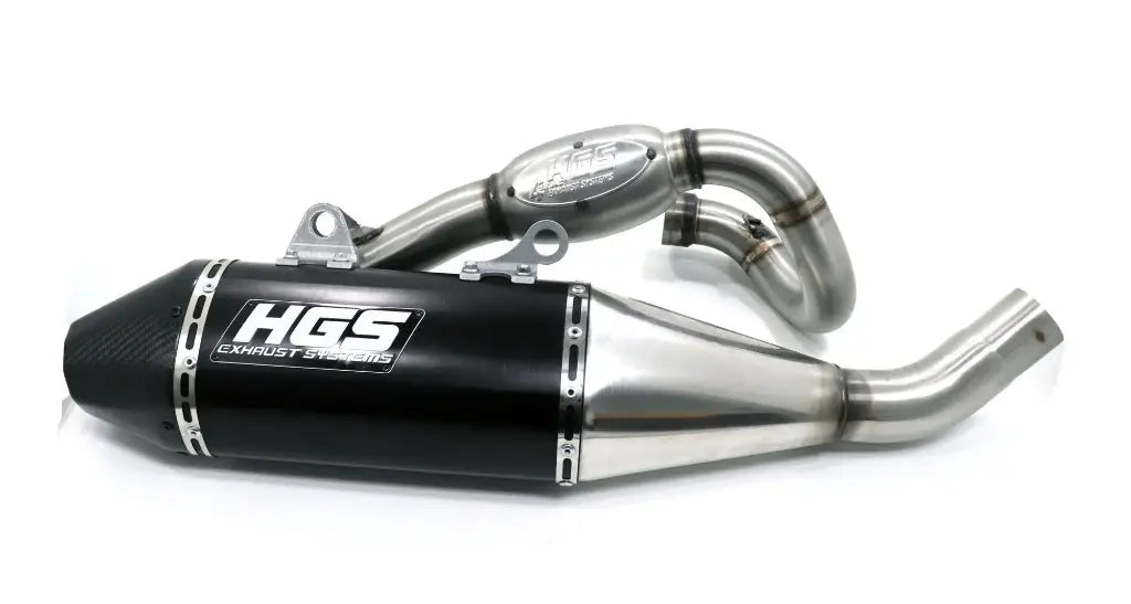 HGS Viertakt-Komplettanlage XF-423 – KTM SX-F 450 / Husqvarna FC 450 2023–2026 – Titan-Rohr / Carbon-Endkappe / Schwarz